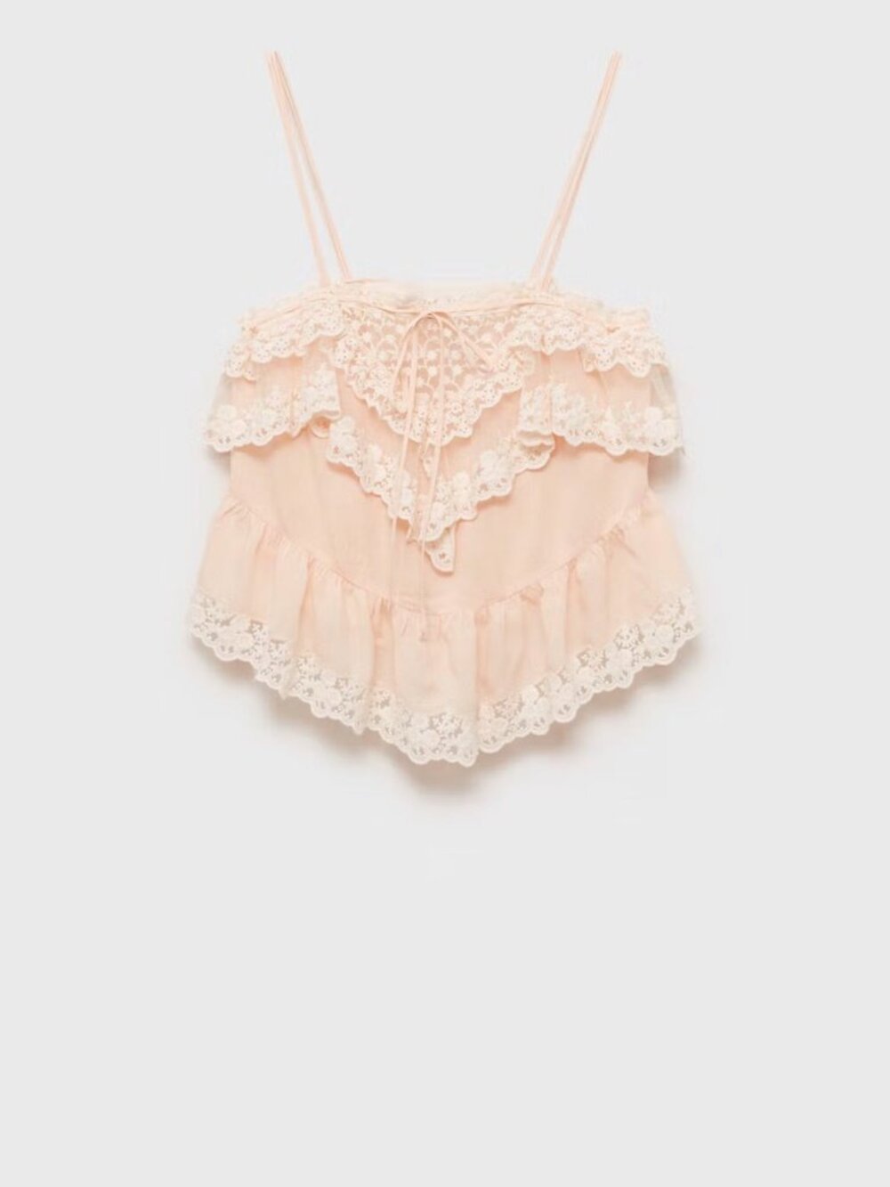 Mango Blush Ruffle Lace Camisole Top Size XS